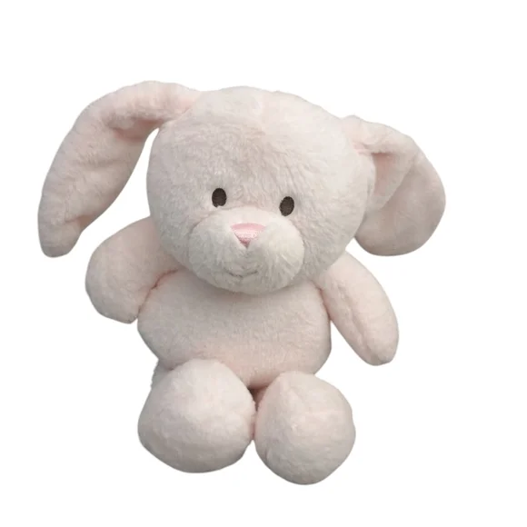 KellyToy K Luxe Baby Bunny Plush Rattle Crinkle Ears Stuffed Animal Sewn Eyes - Picture 1 of 8